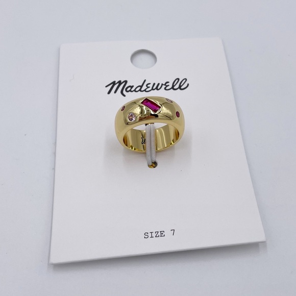 NEW Madewell Crystal-Inlay Chunky Ring in Dragon Fruit Gold Pink Style NO248 - Picture 3 of 7
